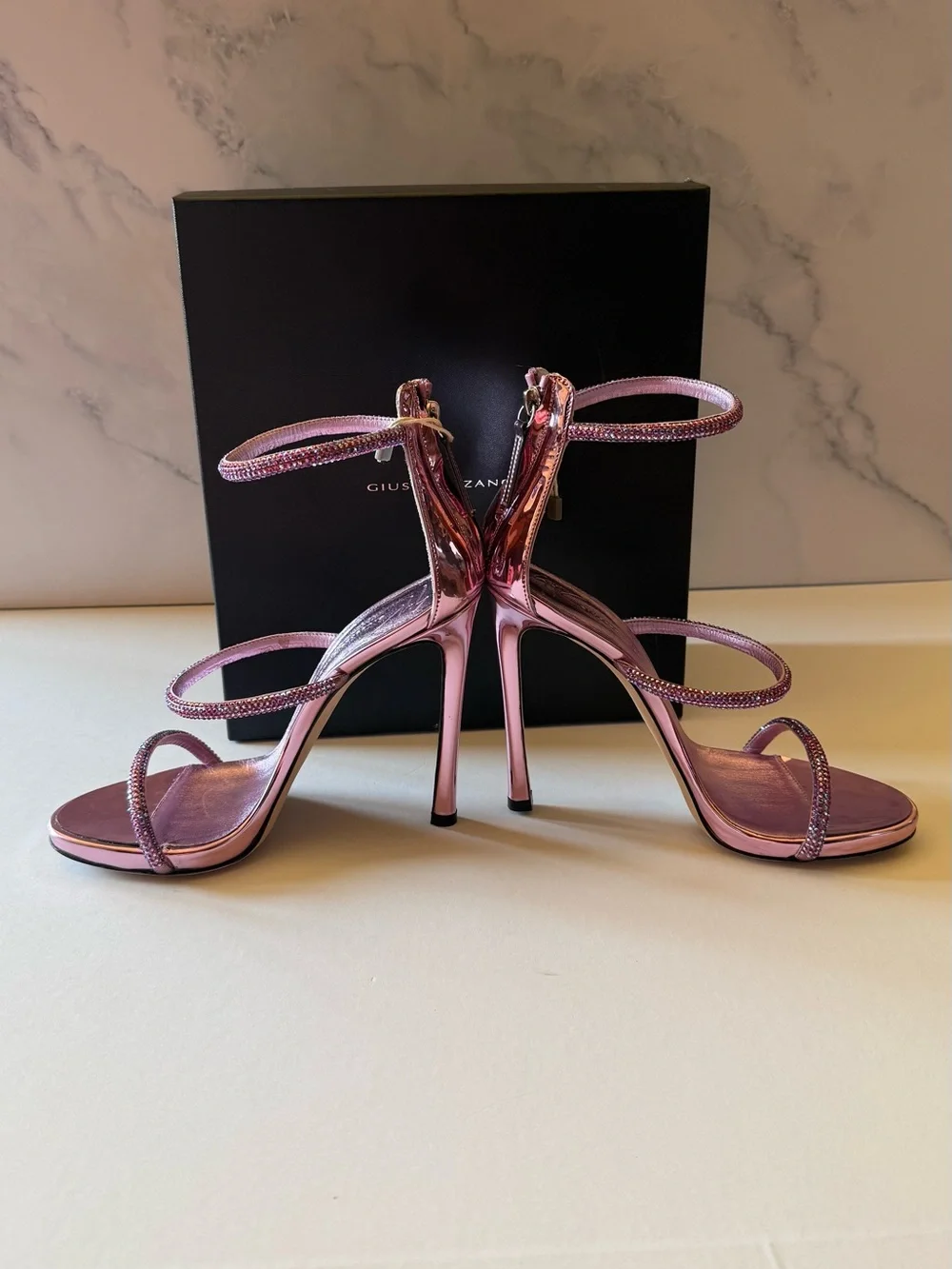 Giuseppe Zanotti Harmony Pink Crystal Heels 38.5 NEW